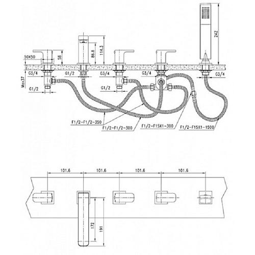 Смеситель на борт ванны Kaiser Sonat 34222 Смеситель на борт ванны Kaiser Sonat 34222