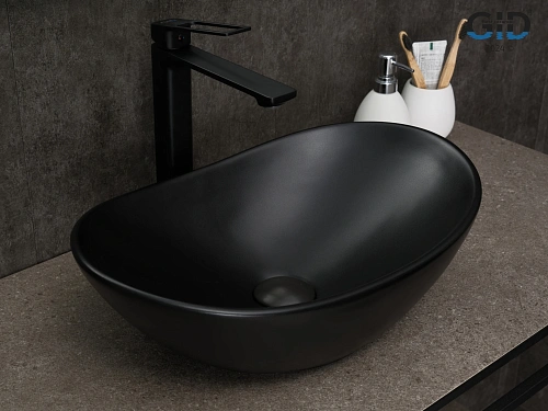 Раковина Gid Bm9133 53352 накладная черная матовая 48x30.5x14.5 Раковина Gid Bm9133 53352 накладная черная матовая 48x30.5x14.5