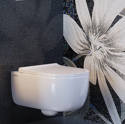 Унитаз подвесной BERGES EGO XL Rimless 54 см сиденье дюропласт, микролифт, быстросъемное 082138 Унитаз подвесной BERGES EGO XL Rimless 54 см сиденье дюропласт, микролифт, быстросъемное 082138