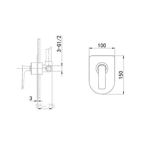 Смеситель для душа Wonzon & Woghand встраиваемый, Shark, хром (WW-484700-CR) Смеситель для душа Wonzon & Woghand встраиваемый, Shark, хром (WW-484700-CR)