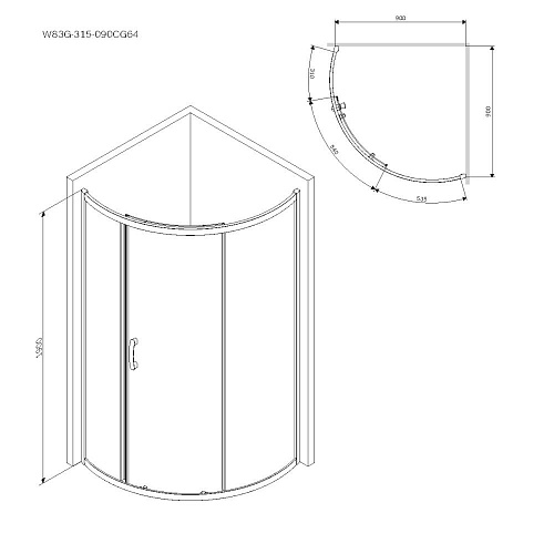 Душевой уголок AM.PM Like W83G-315-090CG64 Slide 90x90, стекло тонированное, профиль матовый серый Душевой уголок AM.PM Like W83G-315-090CG64 Slide 90x90, стекло тонированное, профиль матовый серый