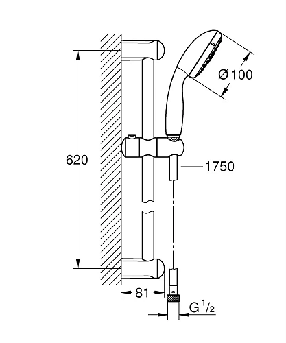 Душевой гарнитур GROHE Tempesta New, 600мм, хром (27794001) Душевой гарнитур GROHE Tempesta New, 600мм, хром (27794001)