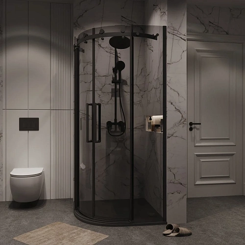 Душевой уголок GROSSMAN Classic 301.K33.04.9090.21.10 (90x90x195) полукруг,раздвижн,черн.матов,стекло тониров Душевой уголок GROSSMAN Classic 301.K33.04.9090.21.10 (90x90x195) полукруг,раздвижн,черн.матов,стекло тониров