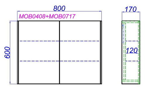Корпус зеркального шкафа 80 см AQWELLA Mobi MOB0408 Корпус зеркального шкафа 80 см AQWELLA Mobi MOB0408