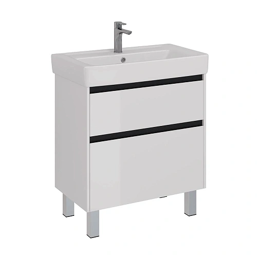 Тумба под раковину Lemark COMBI 80 см подвесная/напольная, черный/белый LM03C80T-black Тумба под раковину Lemark COMBI 80 см подвесная/напольная, черный/белый LM03C80T-black