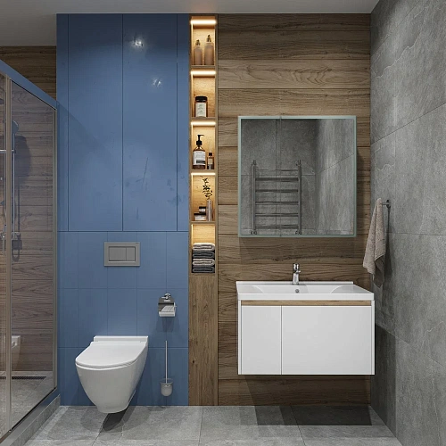 Зеркальный шкаф STWORKI Стокгольм МВК082 80, с подсветкой, прямоугольное, белое, в стиле лофт, навес 541623 Зеркальный шкаф STWORKI Стокгольм МВК082 80, с подсветкой, прямоугольное, белое, в стиле лофт, навес 541623