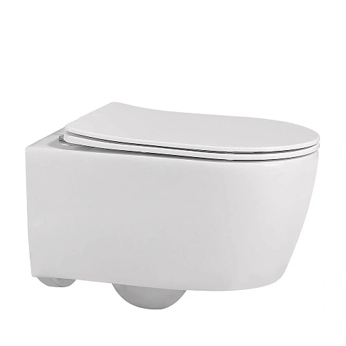 Унитаз подвесной ABBER Bequem AC1104 белый, безободковый с крышкой микролифт Унитаз подвесной ABBER Bequem AC1104 белый, безободковый с крышкой микролифт