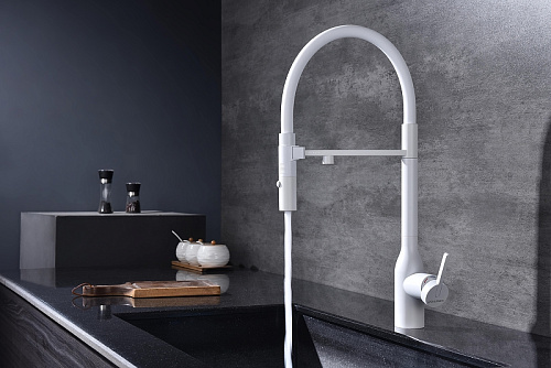 Смеситель для кухни Paulmark Magneto One белый Ma213188-WH Смеситель для кухни Paulmark Magneto One белый Ma213188-WH