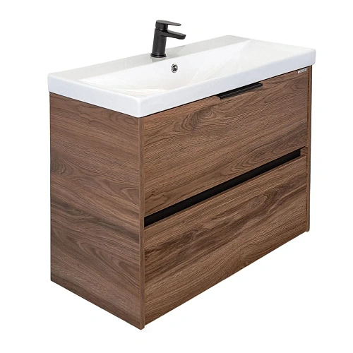 Тумба с раковиной Comforty Селенга-80 00-00021875 дуб темно-коричневый с раковиной CF19696BX-80 Тумба с раковиной Comforty Селенга-80 00-00021875 дуб темно-коричневый с раковиной CF19696BX-80