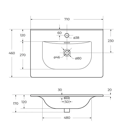 Раковина BelBagno BB-8099-70 710x460 Раковина BelBagno BB-8099-70 710x460