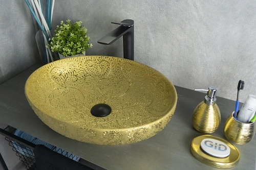 Раковина Gid Nc444 52233 накладная золотая 51x39x14.5 Раковина Gid Nc444 52233 накладная золотая 51x39x14.5