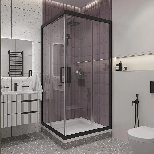 Душевой уголок STWORKI Дублин 100x100 см профиль черный матовый 464900 Душевой уголок STWORKI Дублин 100x100 см профиль черный матовый 464900