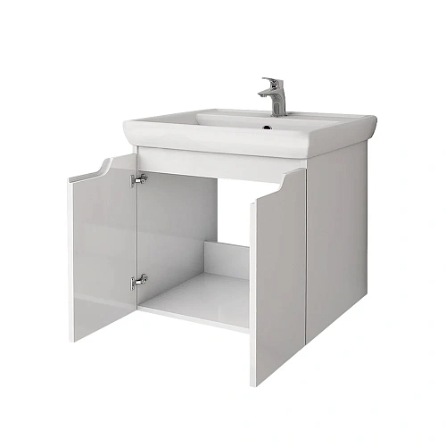 Тумба под раковину DREJA Q (D), 55 см, подвесная, 2 дверцы, белый глянец 99.1007 Тумба под раковину DREJA Q (D), 55 см, подвесная, 2 дверцы, белый глянец 99.1007