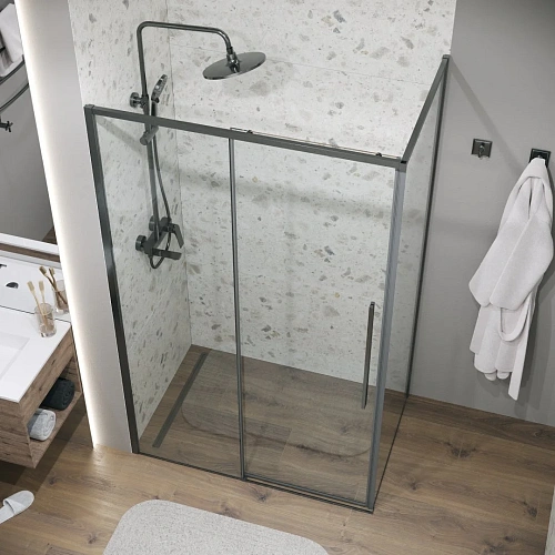 Боковая стенка GROSSMAN Galaxy 200.K33.01.80.42.00 (80x195) графит сатин, стекло прозрачное Боковая стенка GROSSMAN Galaxy 200.K33.01.80.42.00 (80x195) графит сатин, стекло прозрачное