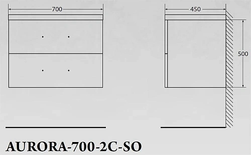Тумба под раковину BelBagno AURORA-700-2C-SO-CP Тумба под раковину BelBagno AURORA-700-2C-SO-CP