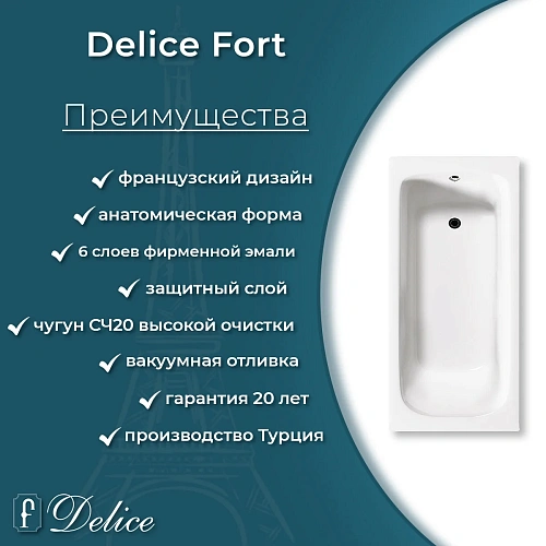 Ванна чугунная Delice Fort 2000х850 DLR230622 Ванна чугунная Delice Fort 2000х850 DLR230622