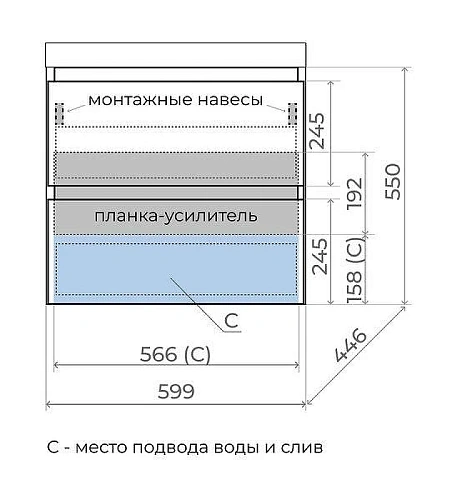 Тумба под раковину Style Line Манхэттен 60 см ЛС-00002366 подвесная, графит Тумба под раковину Style Line Манхэттен 60 см ЛС-00002366 подвесная, графит