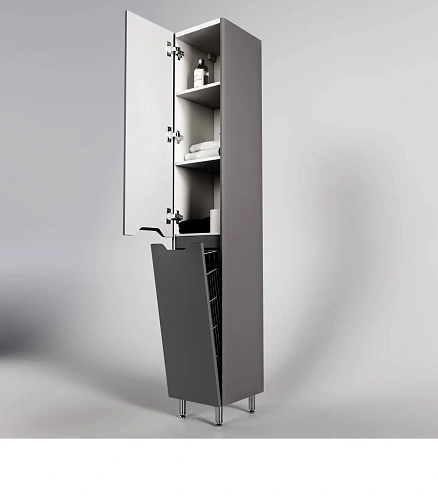 Шкаф-пенал Style Line Марелла L с корзиной, Люкс антискрейтч серый, PLUS СС-00002444 Шкаф-пенал Style Line Марелла L с корзиной, Люкс антискрейтч серый, PLUS СС-00002444