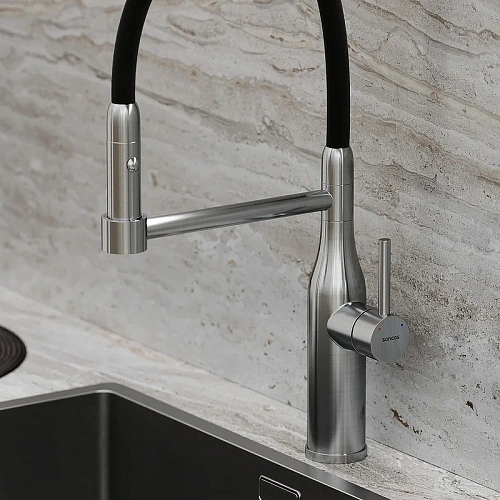 Смеситель для кухни Sancos Pride SC4011BNG с гибким изливом, нержавеющая сталь Смеситель для кухни Sancos Pride SC4011BNG с гибким изливом, нержавеющая сталь