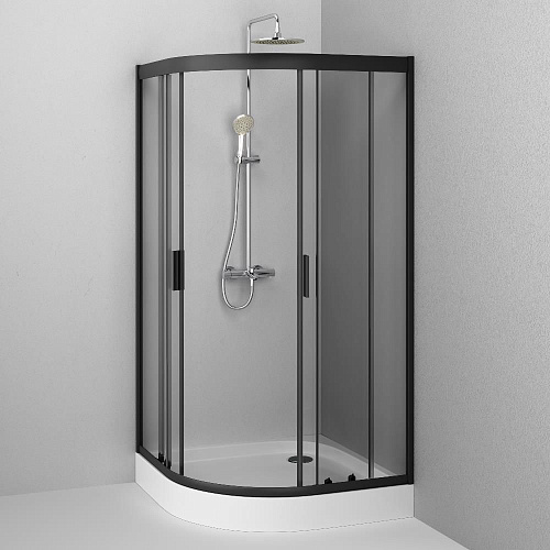 Душевой уголок AM.PM Gem W90G-401-100BT четверть круга 100x100 стекло прозрачное, профиль черный матовый Душевой уголок AM.PM Gem W90G-401-100BT четверть круга 100x100 стекло прозрачное, профиль черный матовый