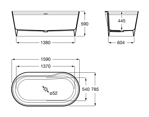 Ванна из искусственного камня Surfex® Roca Alena 159х79 248467000 Ванна из искусственного камня Surfex® Roca Alena 159х79 248467000