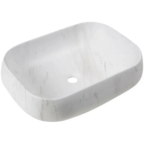 Раковина Ceruttispa CR0086 MMW1 565х400х145 накладная, мрамор матовый белый, прямоугольная Раковина Ceruttispa CR0086 MMW1 565х400х145 накладная, мрамор матовый белый, прямоугольная