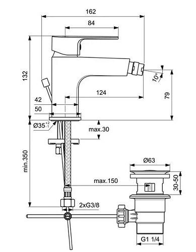Смеситель для биде Ideal Standard CERAFINE MODEL D BC492AA Смеситель для биде Ideal Standard CERAFINE MODEL D BC492AA