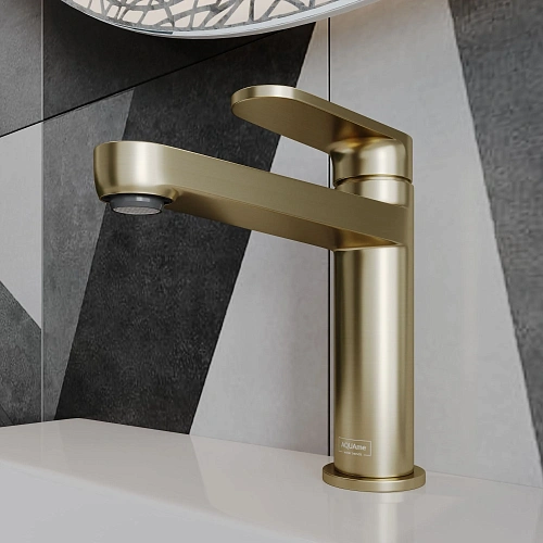 Смеситель для раковины AQUAme Novara AQM6910BG золото шлифованное Смеситель для раковины AQUAme Novara AQM6910BG золото шлифованное