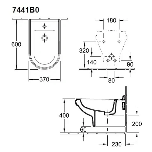 Биде подвесное Villeroy & Boch Hommage 7441B0R2 (7441 B0 R2) Star White, CeramicPlus Биде подвесное Villeroy & Boch Hommage 7441B0R2 (7441 B0 R2) Star White, CeramicPlus