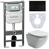 Комплект унитаза Ceramica Nova Metropol Rimless CN4002 c шумоизоляцией CN1000 инсталляцией Envision клавишей смыва Flat черный матовый и креплениями CN1002B