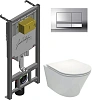Комплект унитаза Jacob Delafon Rodin E21749RU-00 безободковый с инсталляцией и кнопкой смыва