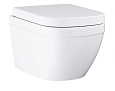 Унитаз подвесной GROHE Euro Ceramic компактный с безободковой чашей, сиденьем с устройством плавного 39693000 Унитаз подвесной GROHE Euro Ceramic компактный с безободковой чашей, сиденьем с устройством плавного 39693000