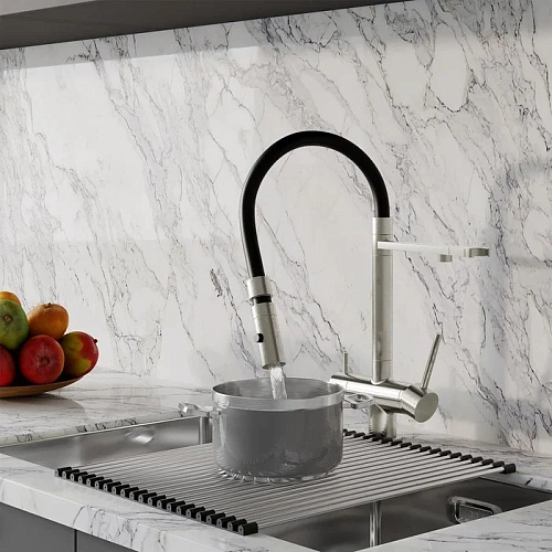 Смеситель для кухни Iddis Ace (ACEBNFFi05) с фильтром и гибким изливом, сатин Смеситель для кухни Iddis Ace (ACEBNFFi05) с фильтром и гибким изливом, сатин