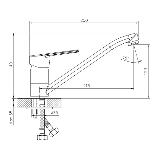 Смеситель для кухни DECOROOM DR22018 с поворотным изливом Смеситель для кухни DECOROOM DR22018 с поворотным изливом