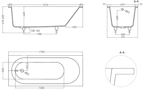 Ванна из искусственного камня Salini ORNELLA 180x80 102322M S-Stone Ванна из искусственного камня Salini ORNELLA 180x80 102322M S-Stone