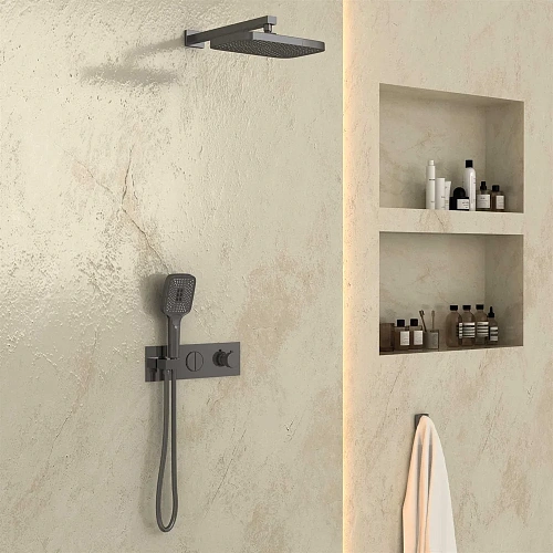 Душевая система Vincea VSFW-422T1GM встраиваемая, термостатический, 2 режима, вороненая сталь Душевая система Vincea VSFW-422T1GM встраиваемая, термостатический, 2 режима, вороненая сталь