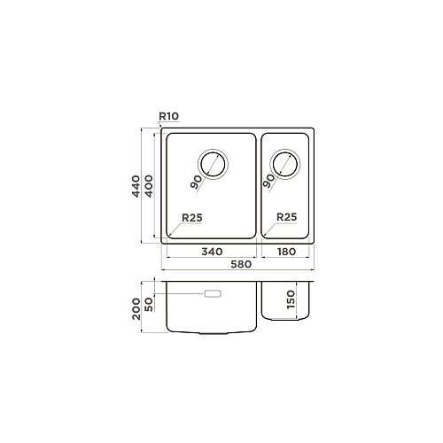 Кухонная мойка Omoikiri Tadzava 58-2-U/I-IN-L нерж.сталь/нержавеющая сталь 4993774 Кухонная мойка Omoikiri Tadzava 58-2-U/I-IN-L нерж.сталь/нержавеющая сталь 4993774