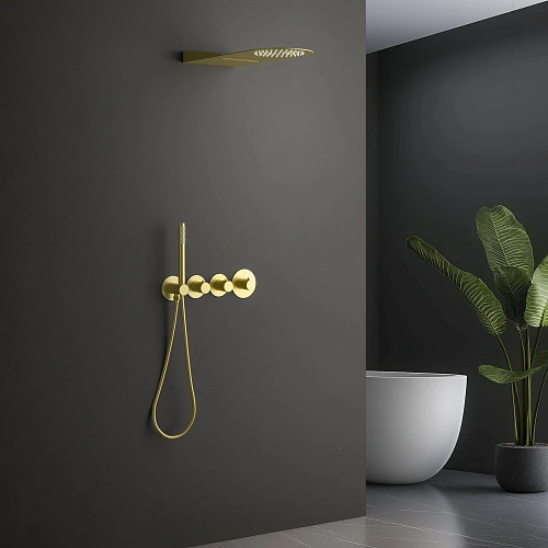 Душевая система Timo Saona SX-2350/17SM встраиваемая с термостатом золото матовое Душевая система Timo Saona SX-2350/17SM встраиваемая с термостатом золото матовое