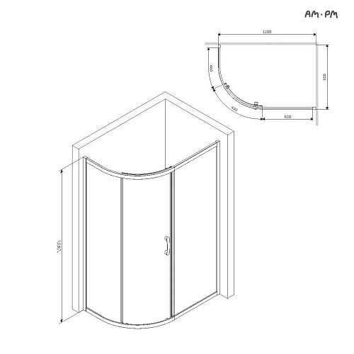Душевой уголок AM.PM Like W83UG-302U120CG Slide 120x80, стекло тонированное, профиль хром глян Душевой уголок AM.PM Like W83UG-302U120CG Slide 120x80, стекло тонированное, профиль хром глян