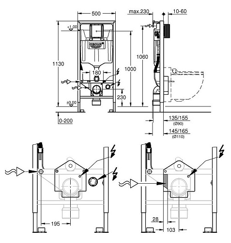 Инсталляция для унитаза GROHE Rapid SL (39112001) Инсталляция для унитаза GROHE Rapid SL (39112001)