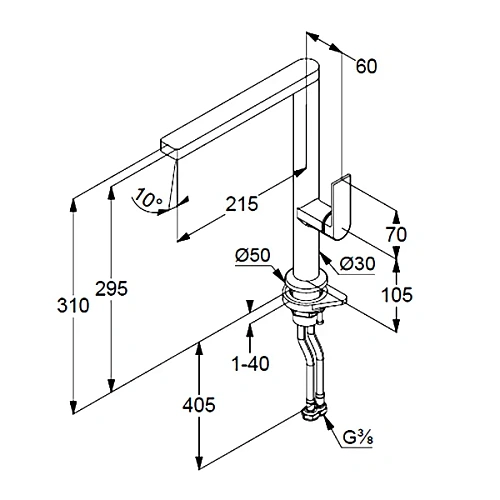 Смеситель для кухни Kludi QORD 568030575 хром Смеситель для кухни Kludi QORD 568030575 хром
