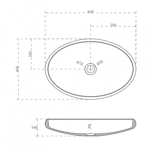 Раковина ABBER Stein AS2614 накладная, белая матовая Раковина ABBER Stein AS2614 накладная, белая матовая
