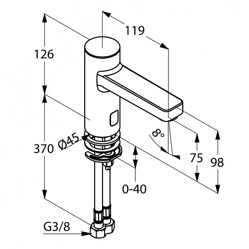 Смеситель для раковины Kludi Zenta E 3820205 сенсорный Смеситель для раковины Kludi Zenta E 3820205 сенсорный