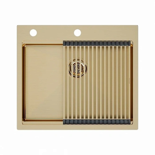 Кухонная мойка Paulmark KRONER-PRO 59 с ролл-матом PRO в цвет мойки, PM705951-BG+R405-BG Кухонная мойка Paulmark KRONER-PRO 59 с ролл-матом PRO в цвет мойки, PM705951-BG+R405-BG