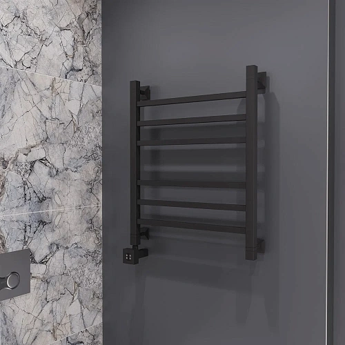 Полотенцесушитель электрический EWRIKA Деметра LP 60х50, матовый черный L 536165 Полотенцесушитель электрический EWRIKA Деметра LP 60х50, матовый черный L 536165