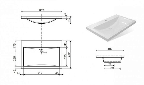 Раковина Эстет Monaco 80 silk ФР-00014951 800х480 накладная Раковина Эстет Monaco 80 silk ФР-00014951 800х480 накладная