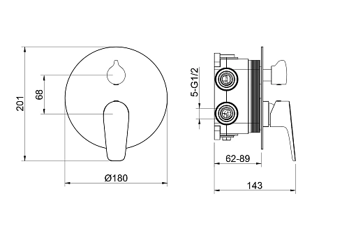 Смеситель для ванны Aquatek Бетта AQ1147BGM черный хром шлифованный, встраиваемый Смеситель для ванны Aquatek Бетта AQ1147BGM черный хром шлифованный, встраиваемый