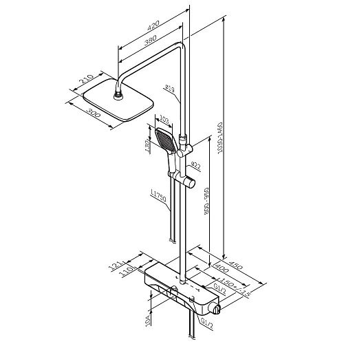 Душевая система AM.PM Func F078F700 хром Душевая система AM.PM Func F078F700 хром