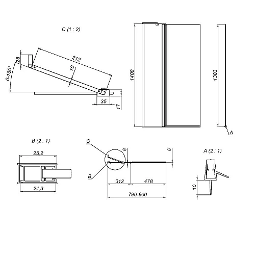 Шторка на ванну AM.PM Gem W90BS-D3W5-140CT 80х140, поворотная с неподвижным элементом, хром, стекло прозрачное Шторка на ванну AM.PM Gem W90BS-D3W5-140CT 80х140, поворотная с неподвижным элементом, хром, стекло прозрачное