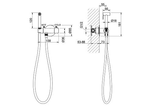 Гигиенический душ Aquatek Оберон AQ1027BG золото шлифованное, встраиваемый Гигиенический душ Aquatek Оберон AQ1027BG золото шлифованное, встраиваемый